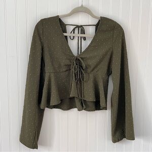 Altar'd State Olive Peplum Blouse